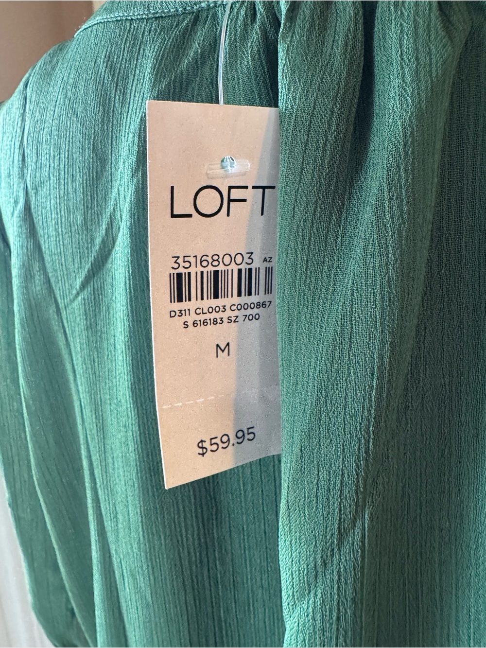 LOFT Green Short-Sleeve V-Neckline Blouse - Sz medium - NWT - Picture 7 of 10